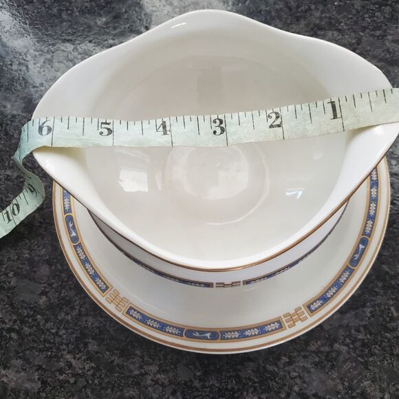 VINTAGE Syracuse Mistic Blue Gravy Boat on base - Picture 3 of 5